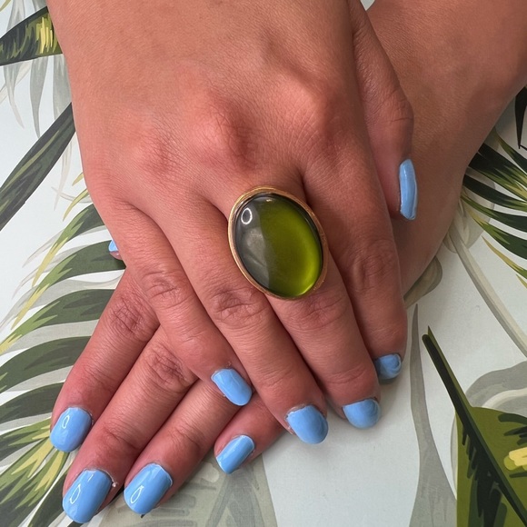 Elegant Statement Rings - Green Gold Oval Rings - Dark Blue Classic Rings - Picture 6 of 15
